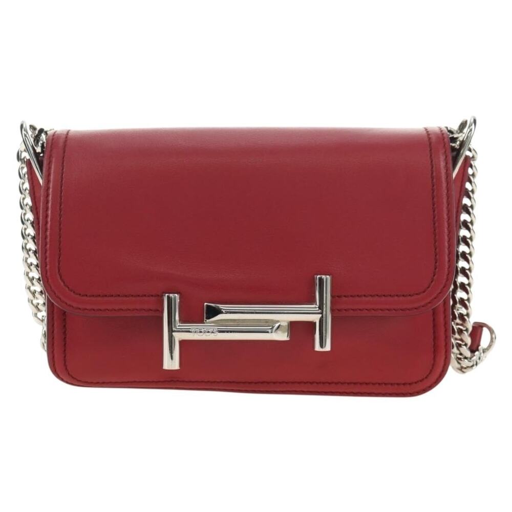 TOD'S Leather Shoulder Bag Red